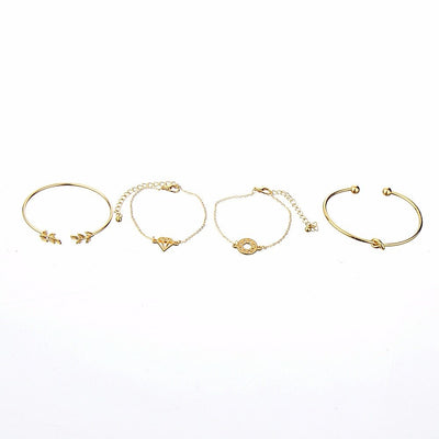 Bohemia Leaf Knot Hand Cuff Link Chain Charm Bracelet