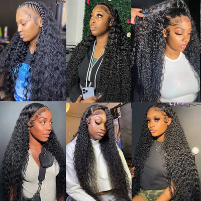 Transparent Lace Front Human Hair Deep Curly Wigs