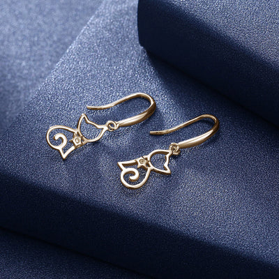 Sterling Silver Cat Zircon Earrings